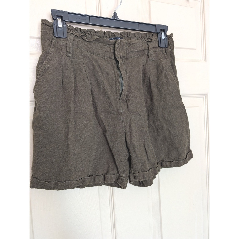 Definitions by d.jeans Womens Linen Blend Paperbag Waist Shorts Green Small